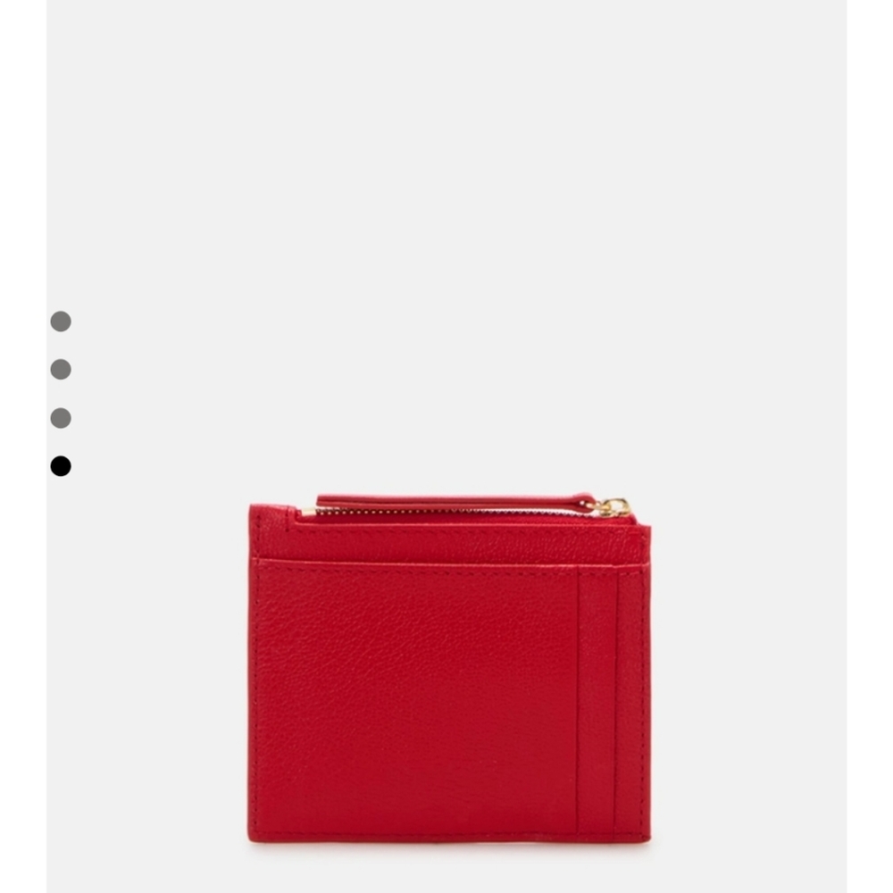 Carolina Herrera Red Leather Card Holder with Gold-Tone Accent - Picture 5 of 8